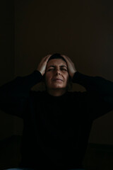 Fototapeta premium Depressing atmosphere. Relationship problems. Violence against women.