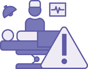 Fototapeta premium Purple Critical Icon. Vector Icon. Doctor Saving a Critically Ill Person. ICU, Person on a Gurney, Pulse, Ward. Warning Sign. Emergency Concept