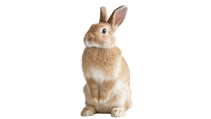 Brown fluffy rabbit sitting upright with long ears © Sylas