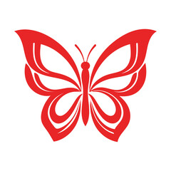 Stylized red butterfly illustration a delicate and vibrant winged insect logo design © Bijali