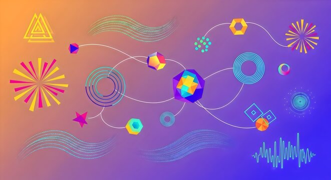 Colorful abstract floral background vector illustration with nature elements like butterflies trees and circles in a decorative summer pattern design for a vibrant wallpaper backdrop or art card