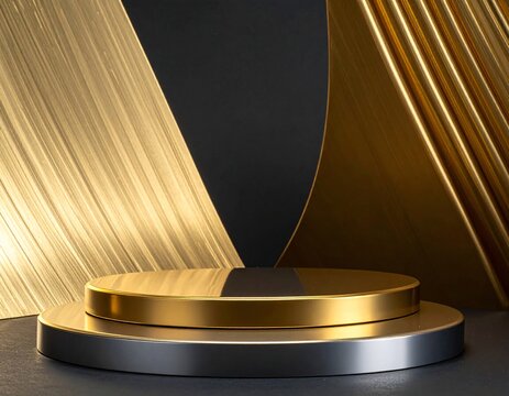 Luxurious Gold and Black Product Display Stage