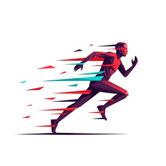 Obraz premium Abstract Geometric Runner Vector Illustration - Speed, Fitness, Motion