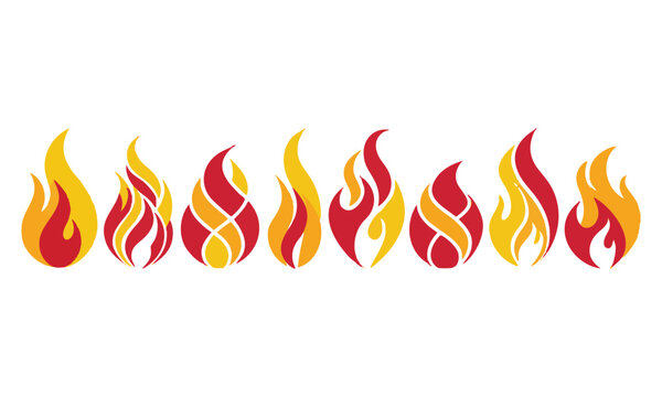 Heat flame icon pack flat fire symbol vector illustration.