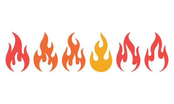 Flame shape icon pack minimal fire collection vector illustration.