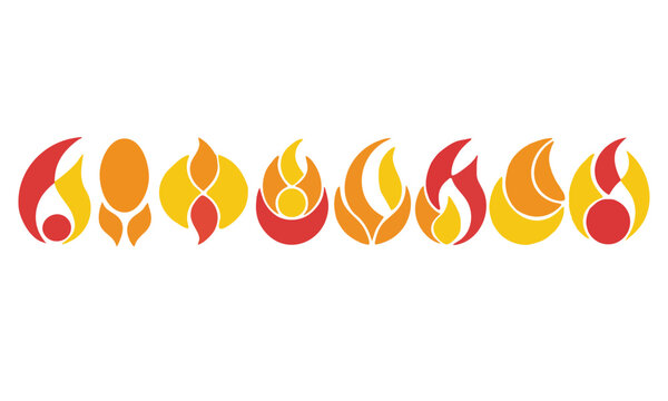 Abstract flame icon set fire design flat vector illustration.