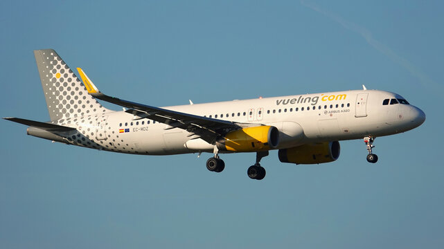 Vueling Airbus A320 landed at Prague Airport in Bohemia