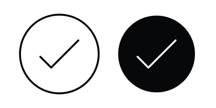 Check or tick mark icon outlined. Flat fill icons