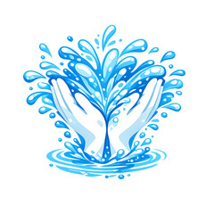 Obraz premium hands cupping water, water splash, cupped hands, holding water, water droplets, splash effect, clean water, fresh water, water conservation, save water, hydration concept, purity concept, clean hands,