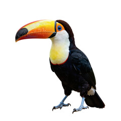 Naklejka premium Close up of a toco toucan perched on a white background in the studio lighting