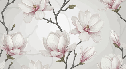 Beautiful white magnolia flowers on gray background © Deshan
