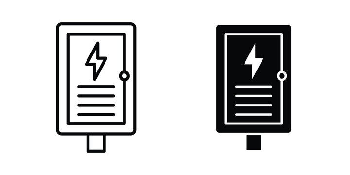 Electricity box icon outlined. Flat fill icons
