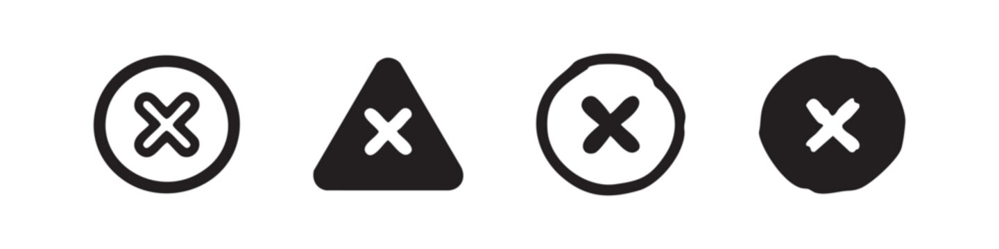 Cancel Close Icon Set - X Cross Exit and Delete Symbols