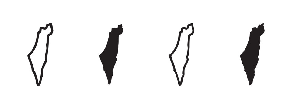 Israel Country Map Silhouette and Border Icon Set