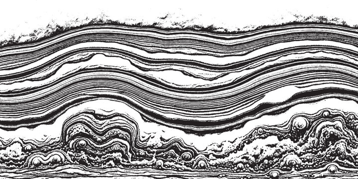 Distinct wavy layered horizontal abstract texture black and white background with abstract horizontal monochrome background geological sediment illustration detailed artistic creative