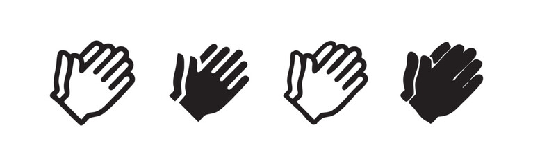 Obraz premium Hand-drawn clapping hands icons, collection of applause and praise gesture vector illustrations