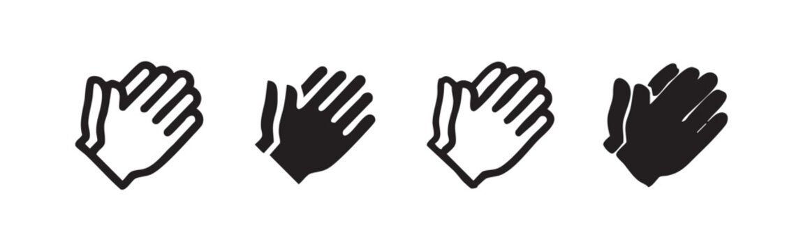 Hand-drawn clapping hands icons, collection of applause and praise gesture vector illustrations
