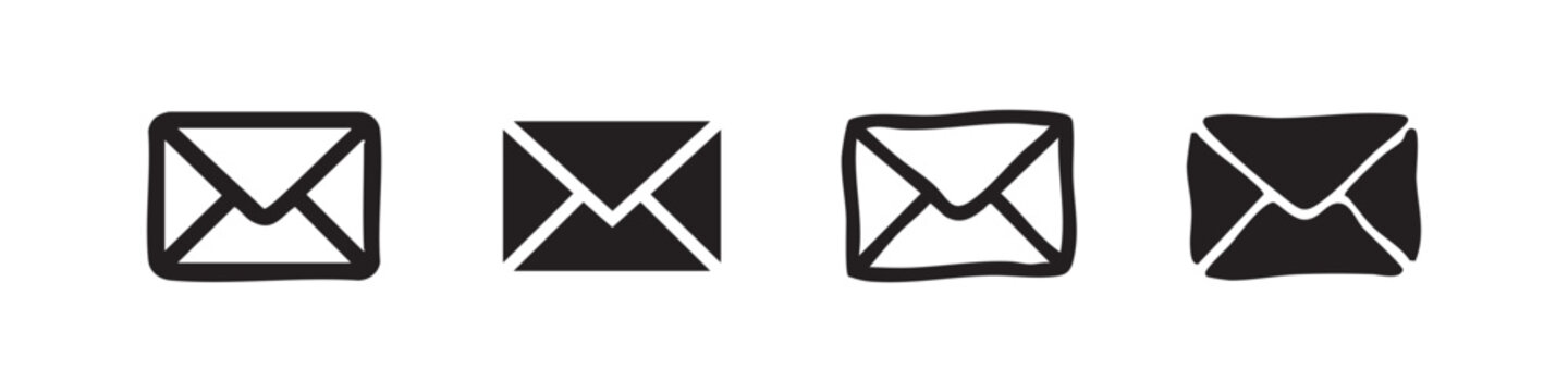 Email Message Envelope Icon Set Digital Correspondence and Marketing Symbols in Diverse Artistic Styles