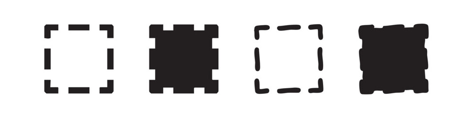 Fototapeta premium Selection Area Dashed Square Icon Set in Four Graphic Styles