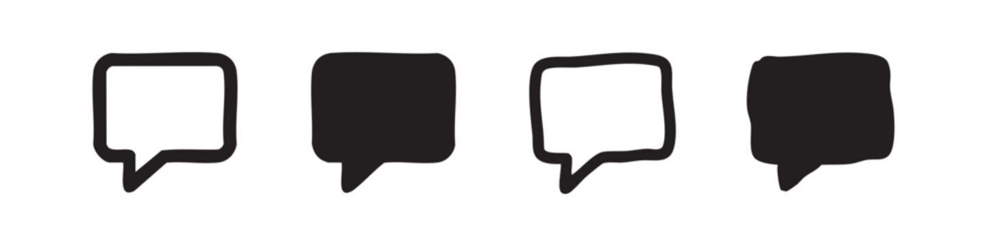 Speech Bubble Icon Set for Communication in Four Graphic Styles