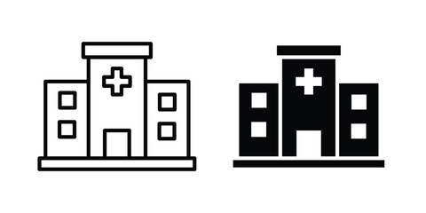 Fototapeta premium Hospital building icon outlined. Flat fill icons