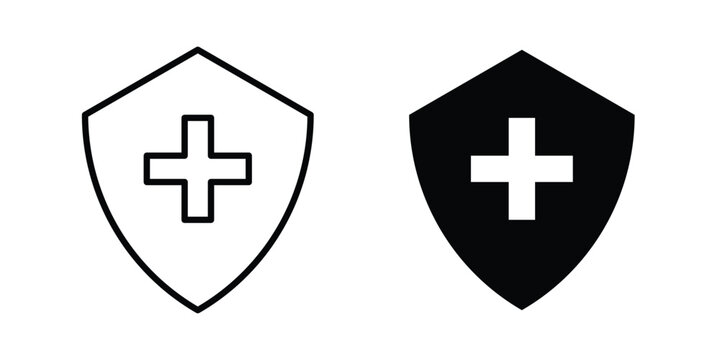 Immune guard icon outlined. Flat fill icons
