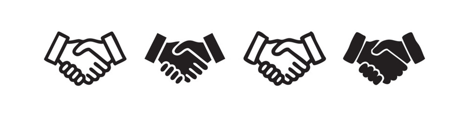 Handshake icon set, agreement and partnership symbols in outline and solid styles © liubomir118809