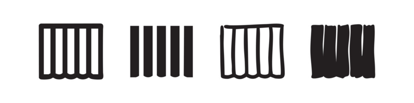 Barcode or scan lines icon set, product identification symbols in outline and solid