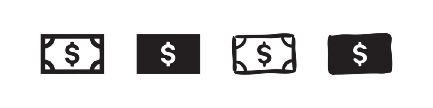 Dollar currency icon set for money and finance.
