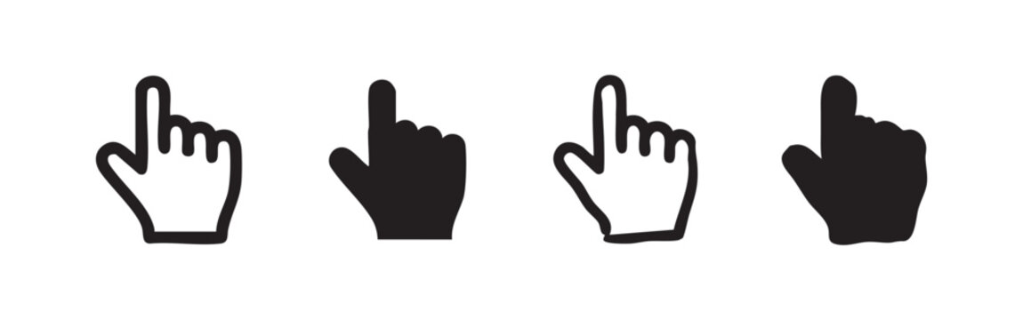 Hand Pointer Cursor Icon Set - Click, Select, or Interaction Symbol