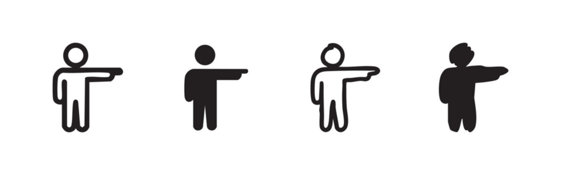 Person Pointing Icon Set - Direction, Instruction, or Focus Symbol
