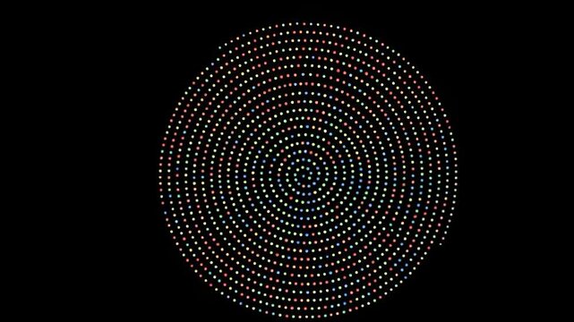 Colorful circular pattern on a black background