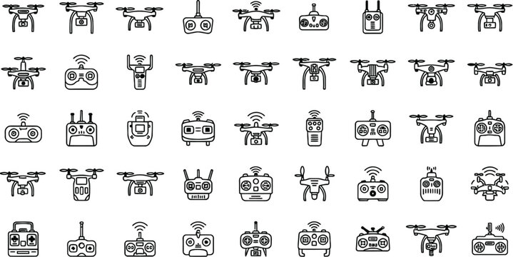 Drone and remote control icons