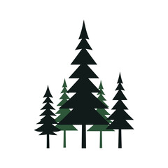 Obraz premium Minimalist Evergreen Forest Silhouette Vector Art