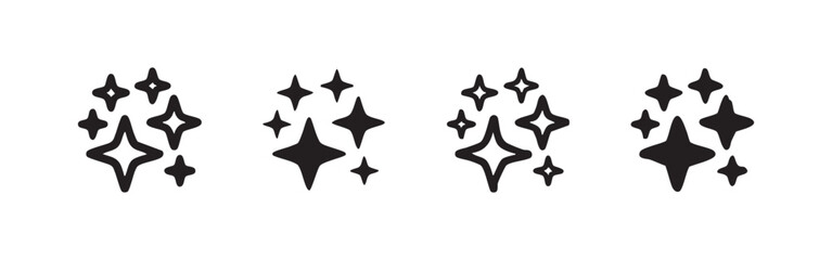 Sparkle star icon set, magic or shining effect symbols in hand drawn and solid styles, vector illustration isolated on white background © liubomir118809