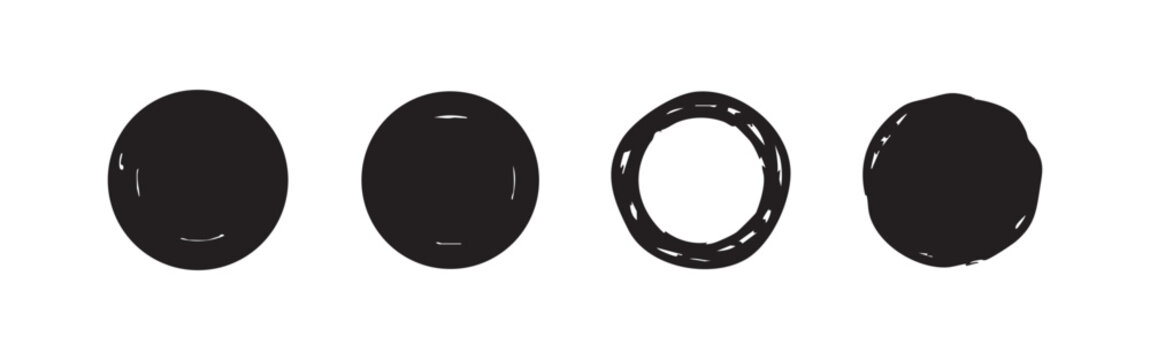 Oval shape icon set, hand drawn and solid styles, vector illustration isolated on white background