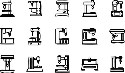 Various milling machine icons © Md. Musaddik Rahman