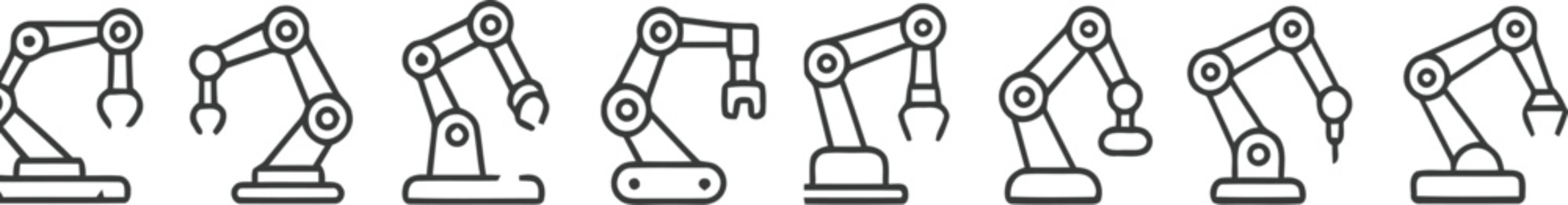 Robotic arm icons in different positions