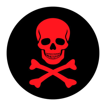 Skull and crossbones hazard icon, toxic warning symbol, poison sign, danger emblem vector