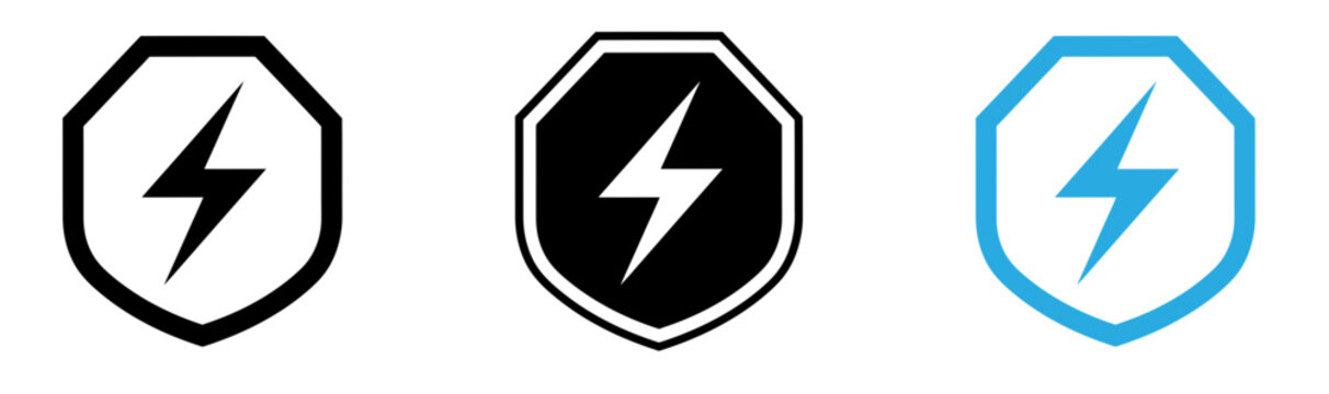 Electrified shield logo security and power combined in a modern design