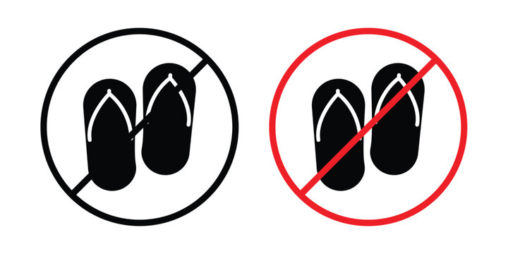 No sandals sign outlined. Flat fill icons