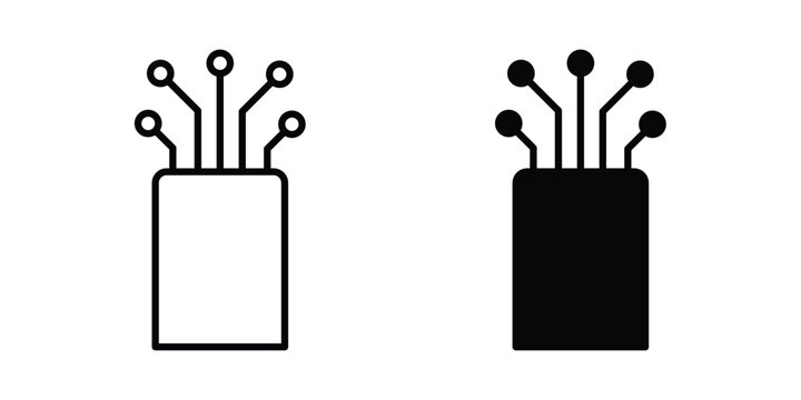 optic fiber cable icon outlined. Flat fill icons