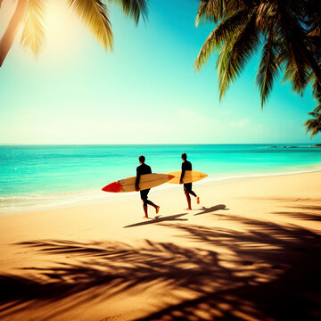 playa, surfista, oleaje, tabla de surf, verano, surf, mujer, mar, oce&aacute;no, junta, deporte, arena, bikini, acu&aacute;tico, vacaciones, diversi&oacute;n, gente, persona, participaci&oacute;n, cielo, sonrisa, estilo de vida,