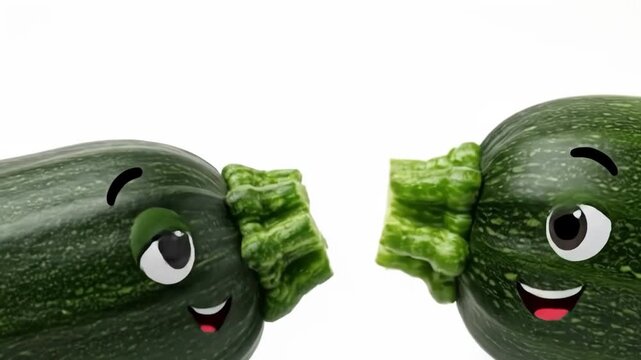 Fresh green zucchini on white background isolated