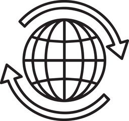 Fototapeta premium Global Sync Arrows Around Globe Network Connection Icon Line Design