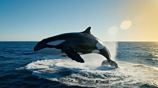 Orca Whale Breaching The Ocean Surface
