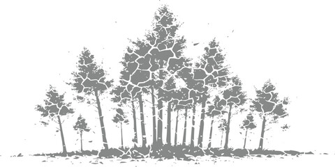Obraz premium Stylized group of trees with textured foliage for architectural landscape visualization projects isolated on white background