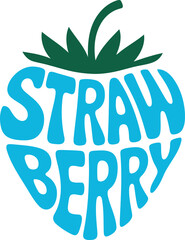 Obraz premium Strawberry fruit shaped text design with blue letters Vector