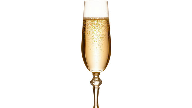 Elegant Champagne Flute Filled with Sparkling Golden Liquid