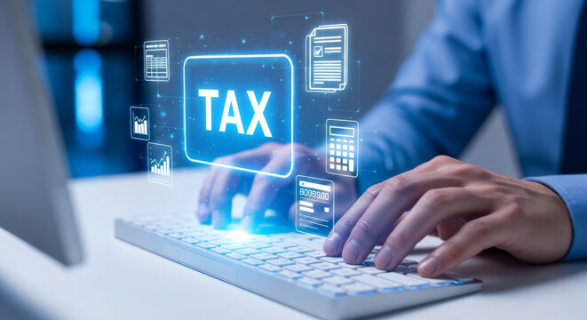 Digital tax filing and financial management concept